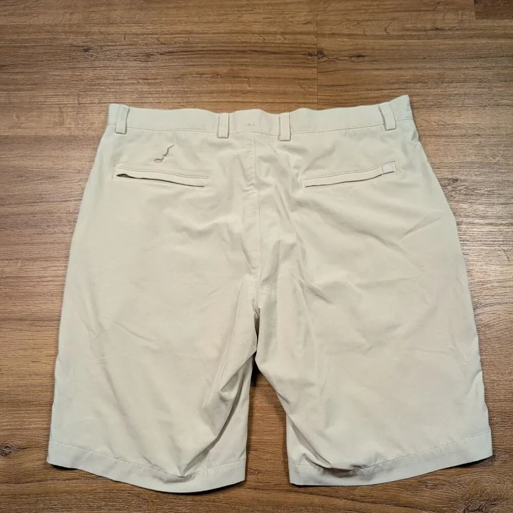 Peter Millar Shackelford Shorts Mens 34 Beige Performance Golf Hybrid Stretch