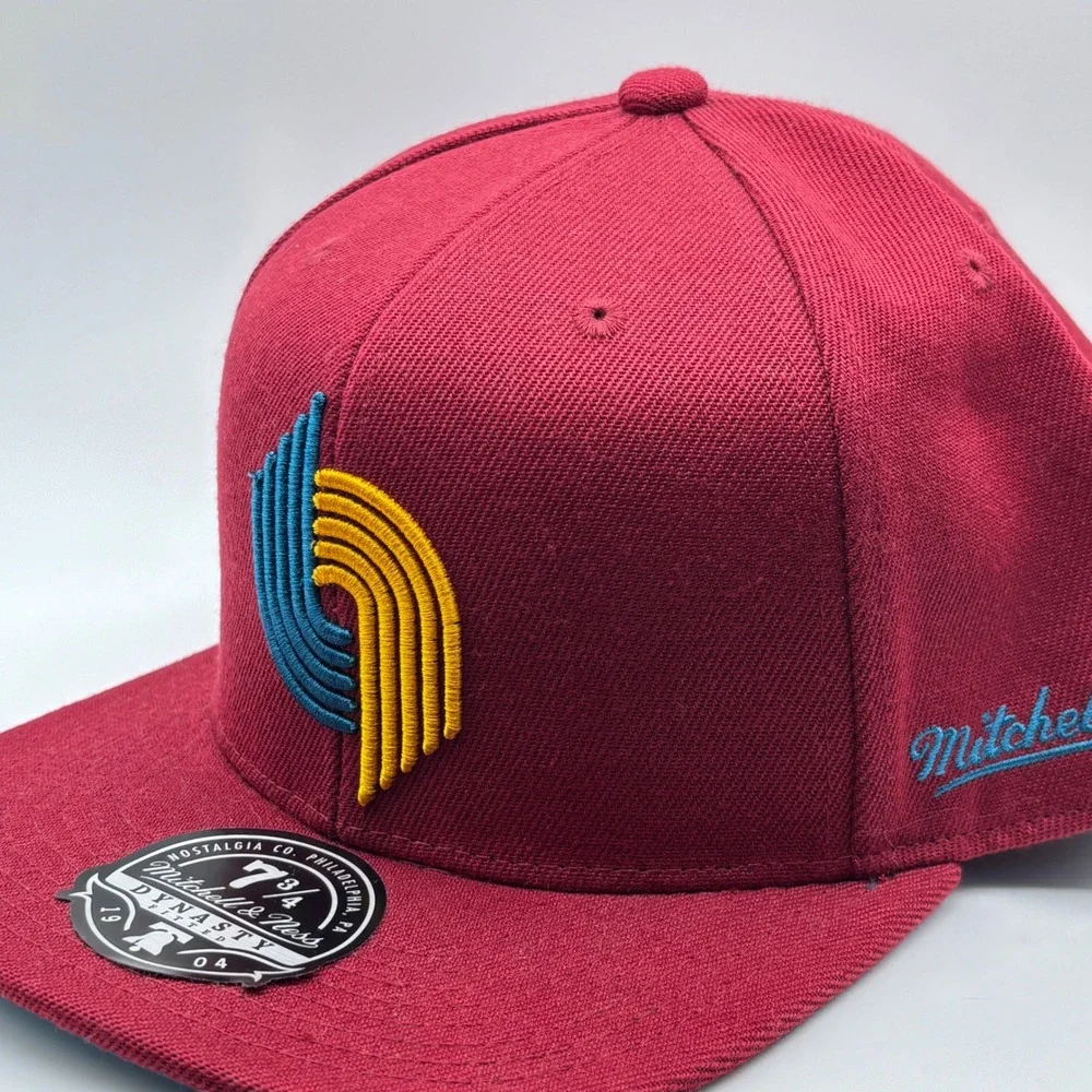 Mitchell & Ness Hat Mens 7 3/4 Cardinal Portland Trail Blazers NBA Fitted Cap