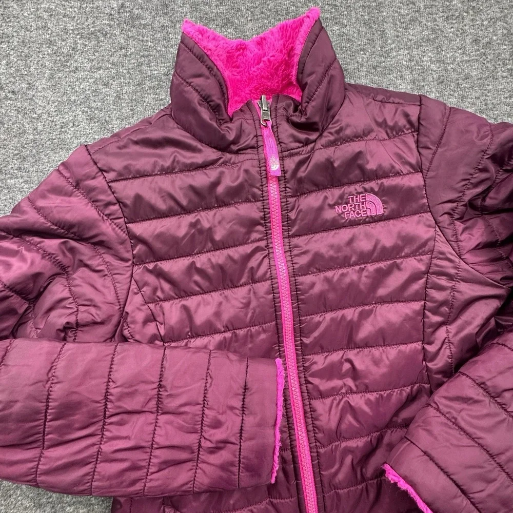 North Face Girls Reversible Pink Purple Jacket Sz‎ L Large 14/16 CN01 TB5M