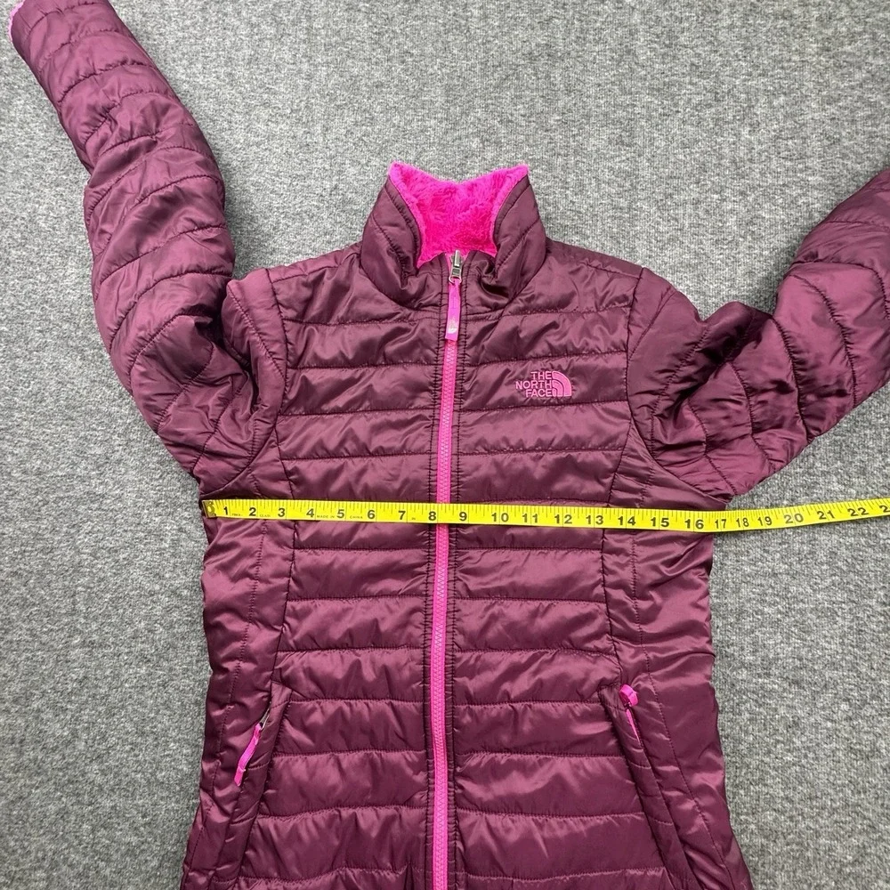 North Face Girls Reversible Pink Purple Jacket Sz‎ L Large 14/16 CN01 TB5M