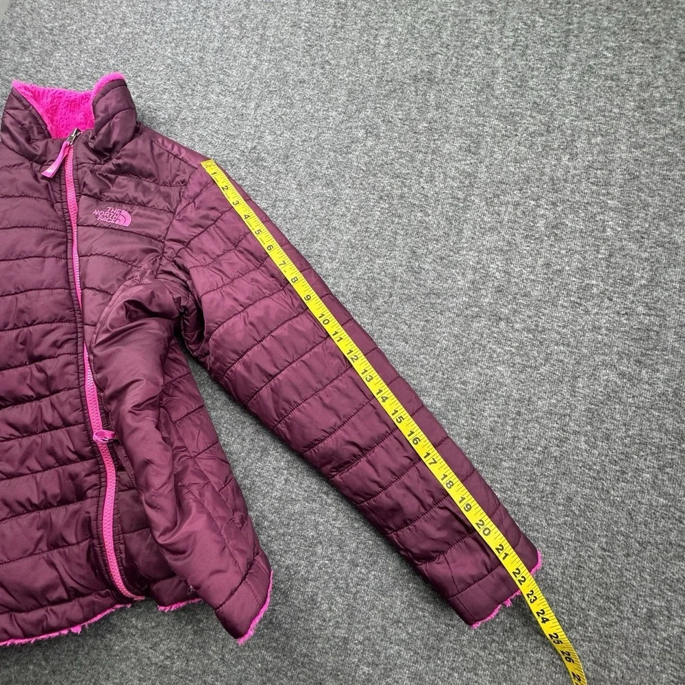 North Face Girls Reversible Pink Purple Jacket Sz‎ L Large 14/16 CN01 TB5M