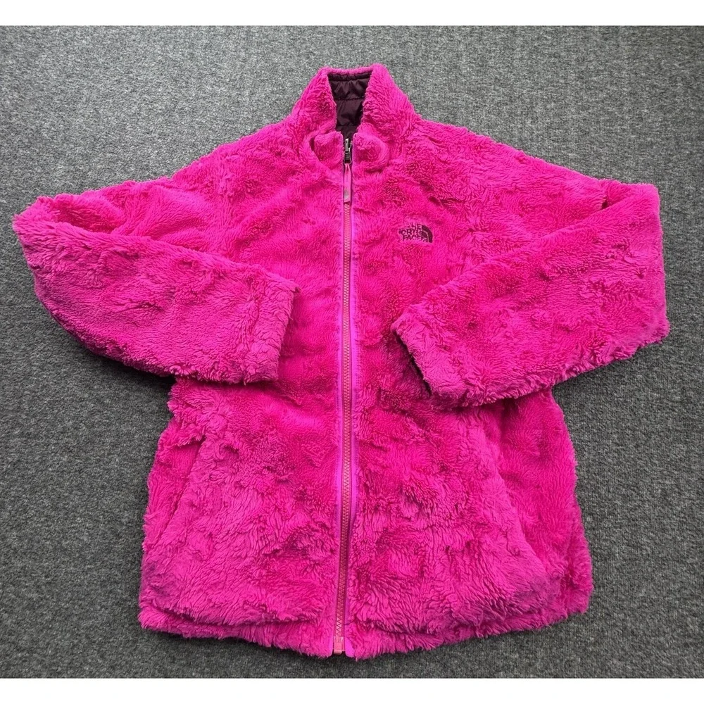 North Face Girls Reversible Pink Purple Jacket Sz‎ L Large 14/16 CN01 TB5M