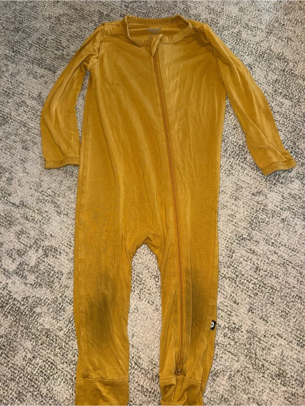 Kyte‎ BABY Mustard Long-Sleeve Zip Footless One-Piece