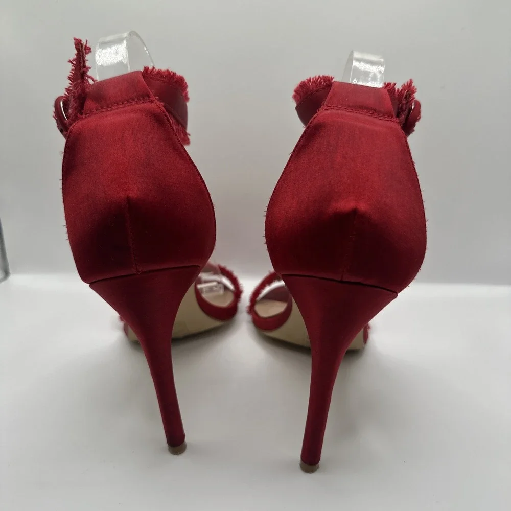 MIX NO. 6 Rayane Red Christmas Fringe‎ Sandal Heels