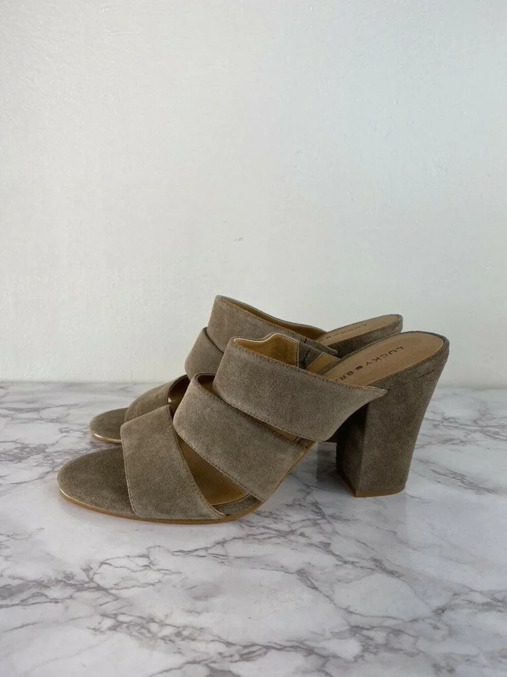 Lucky Brand Women's Minna Brindle  Suede Chunky Heel Mule Sandals - Size 11 M