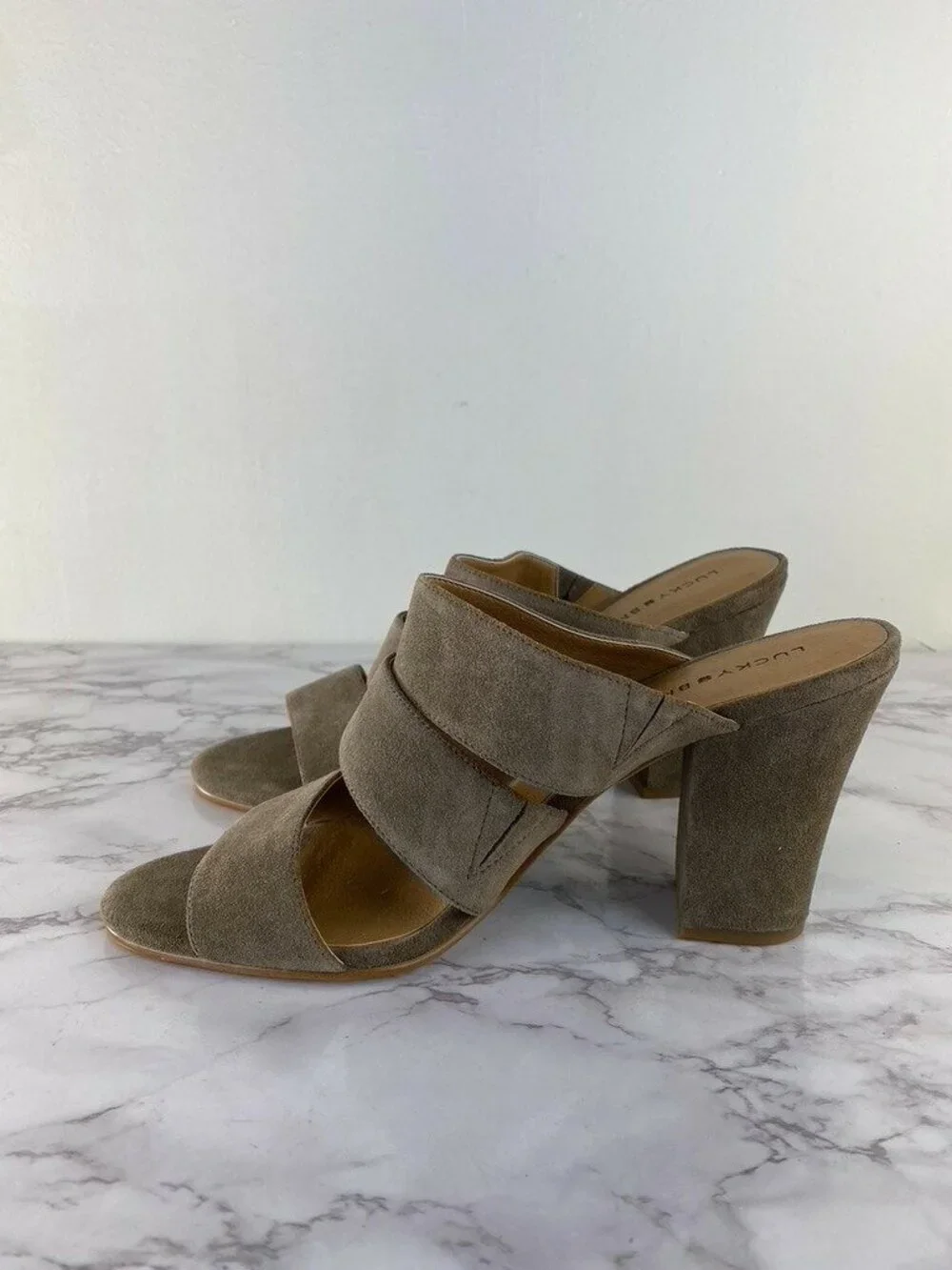 Lucky Brand Women's Minna Brindle  Suede Chunky Heel Mule Sandals - Size 11 M