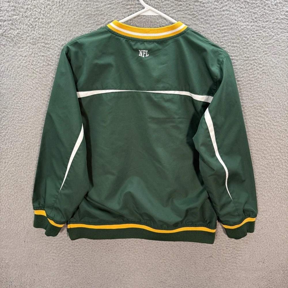 Vintage Green Bay Packers Jacket Boys Youth Large Green Windbreaker Football Y2K