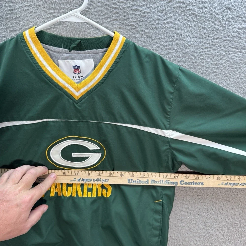 Vintage Green Bay Packers Jacket Boys Youth Large Green Windbreaker Football Y2K