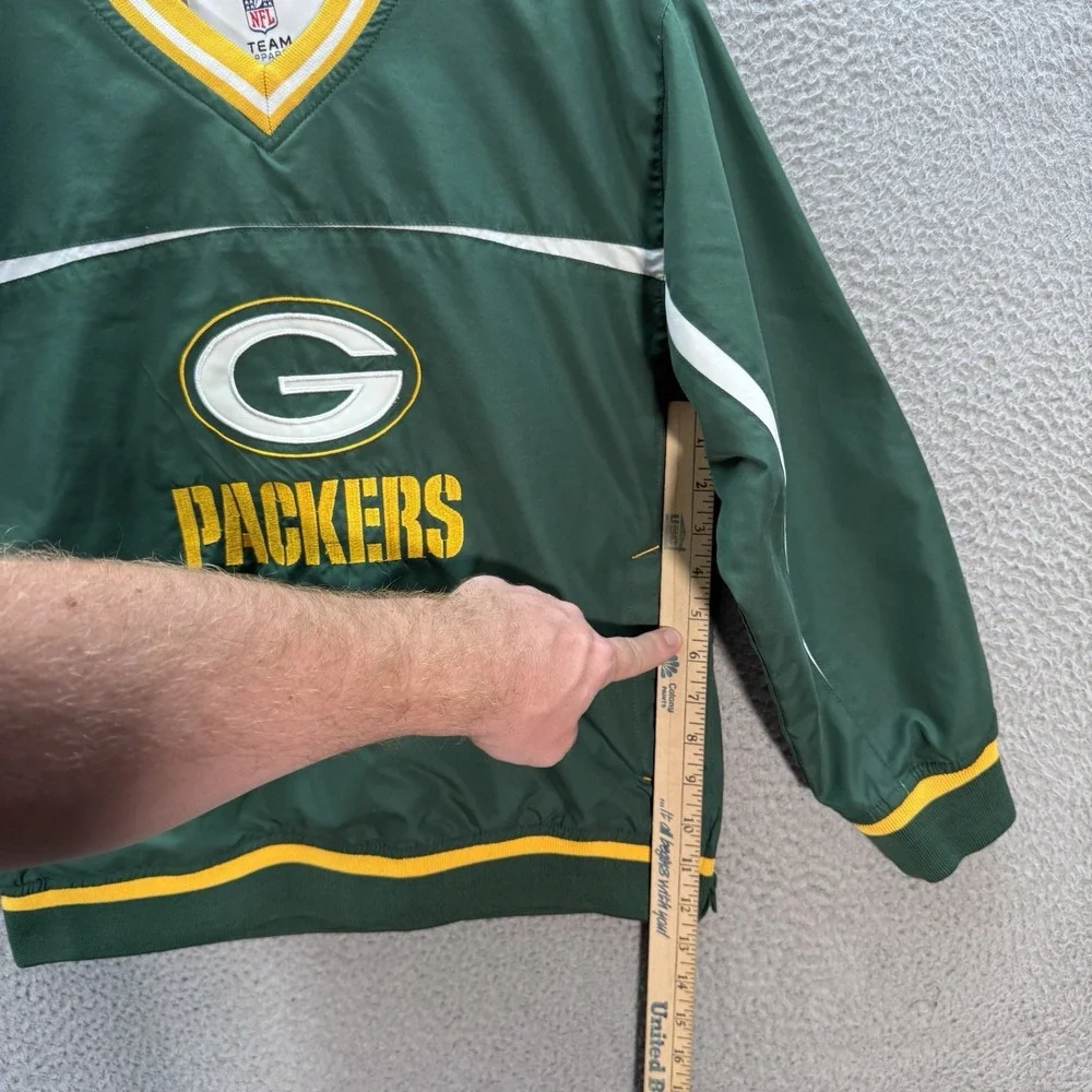 Vintage Green Bay Packers Jacket Boys Youth Large Green Windbreaker Football Y2K