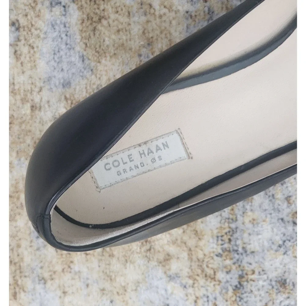 Cole Haan Women's Grand.OS Vesta Black Leather Kitten Heels Pumps Size 8.5 B