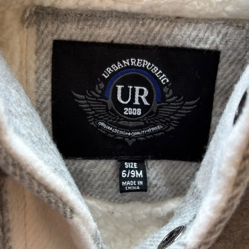 Urban Republic Midweight Grey & White Buff Checked Jacket
