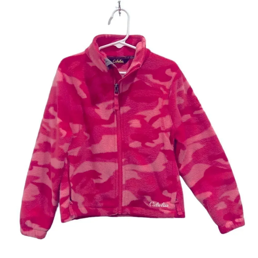 Cabela’s little girl youth XS 4/5 pink warm fleece Camo camouflage  jacket