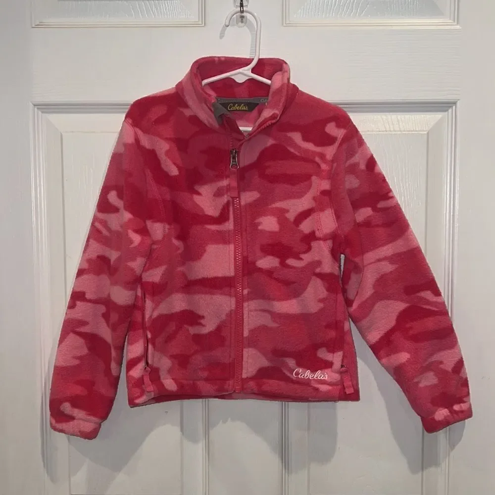 Cabela’s little girl youth XS 4/5 pink warm fleece Camo camouflage  jacket
