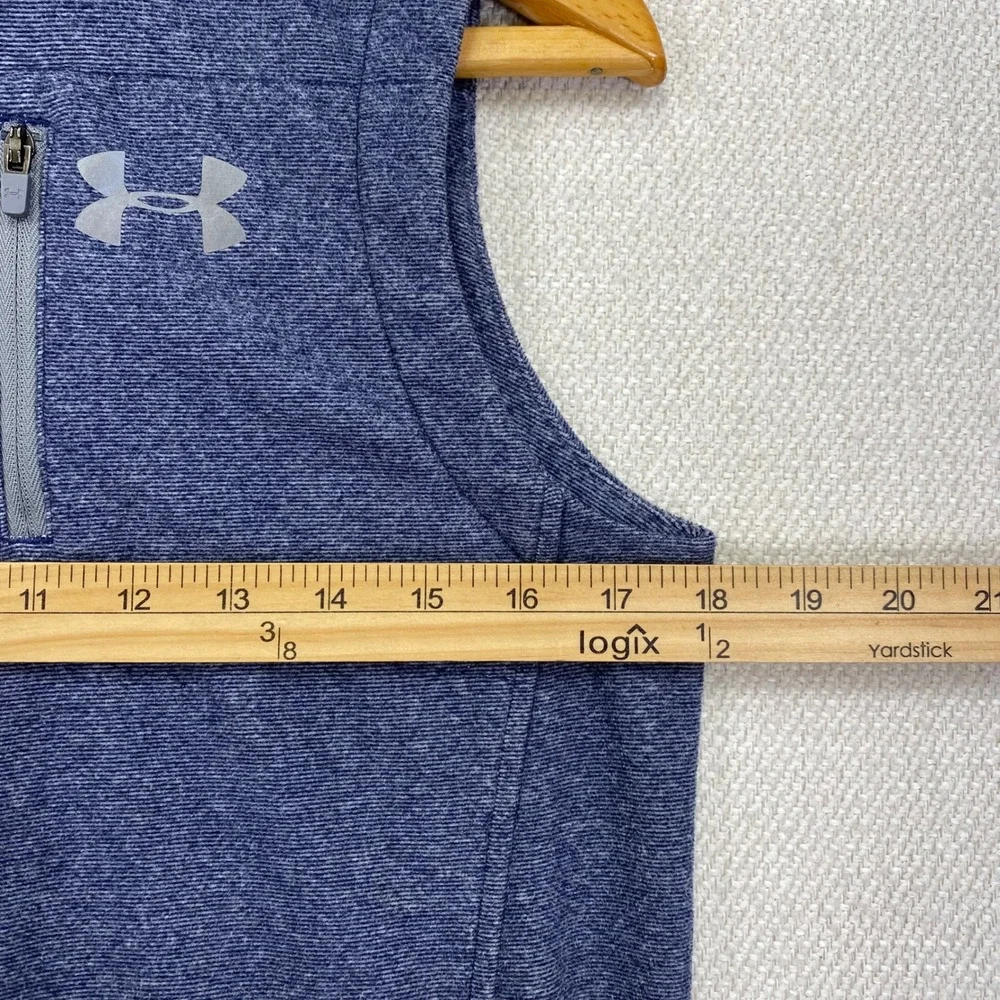 Under Armour Full Zip Vest Kids Youth Large Blue Heathered HeatGear 1259700