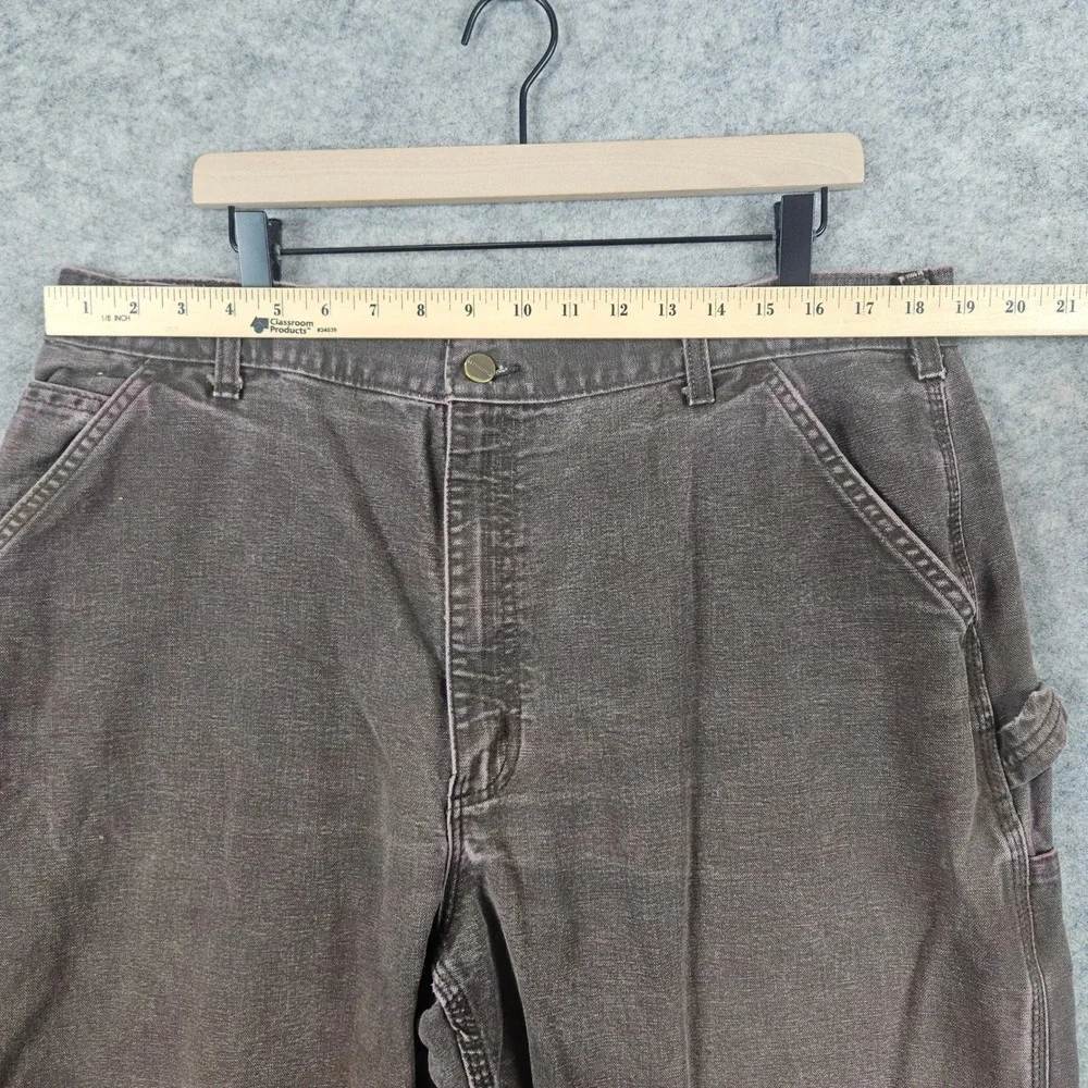 Carhartt Men's Brown Canvas Carpenter Pants Size 38x33 Workwear Faded Distressed