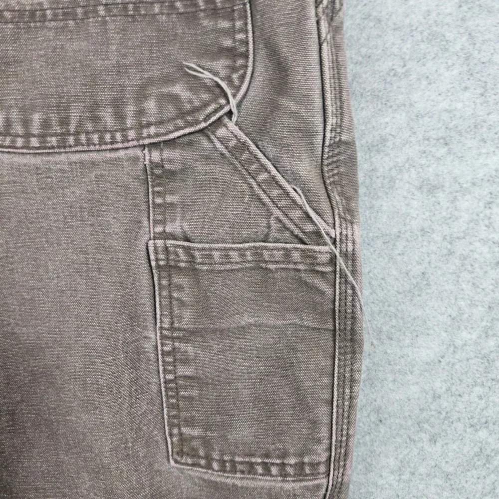 Carhartt Men's Brown Canvas Carpenter Pants Size 38x33 Workwear Faded Distressed