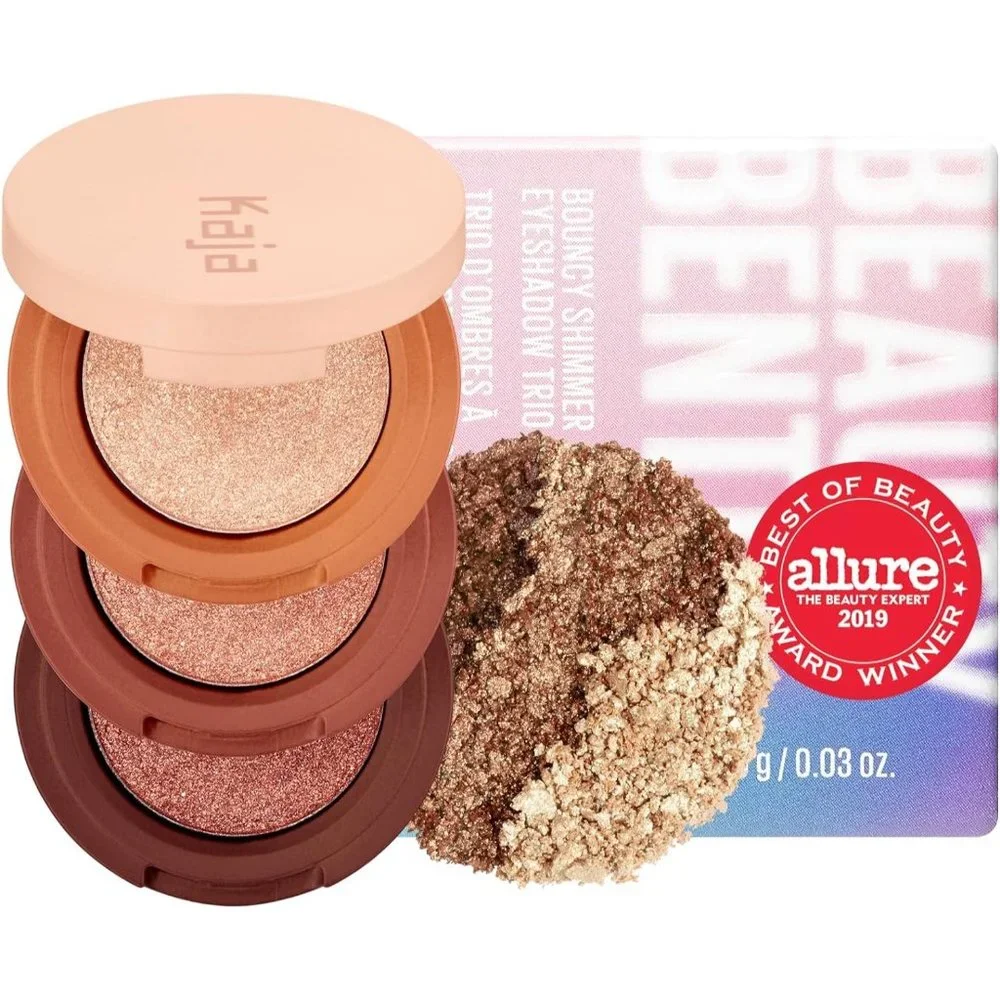NEW Kaja Beauty Bento Bouncy Shimmer Eyeshadow Trio‎ Bronze Tones Neutral Travel
