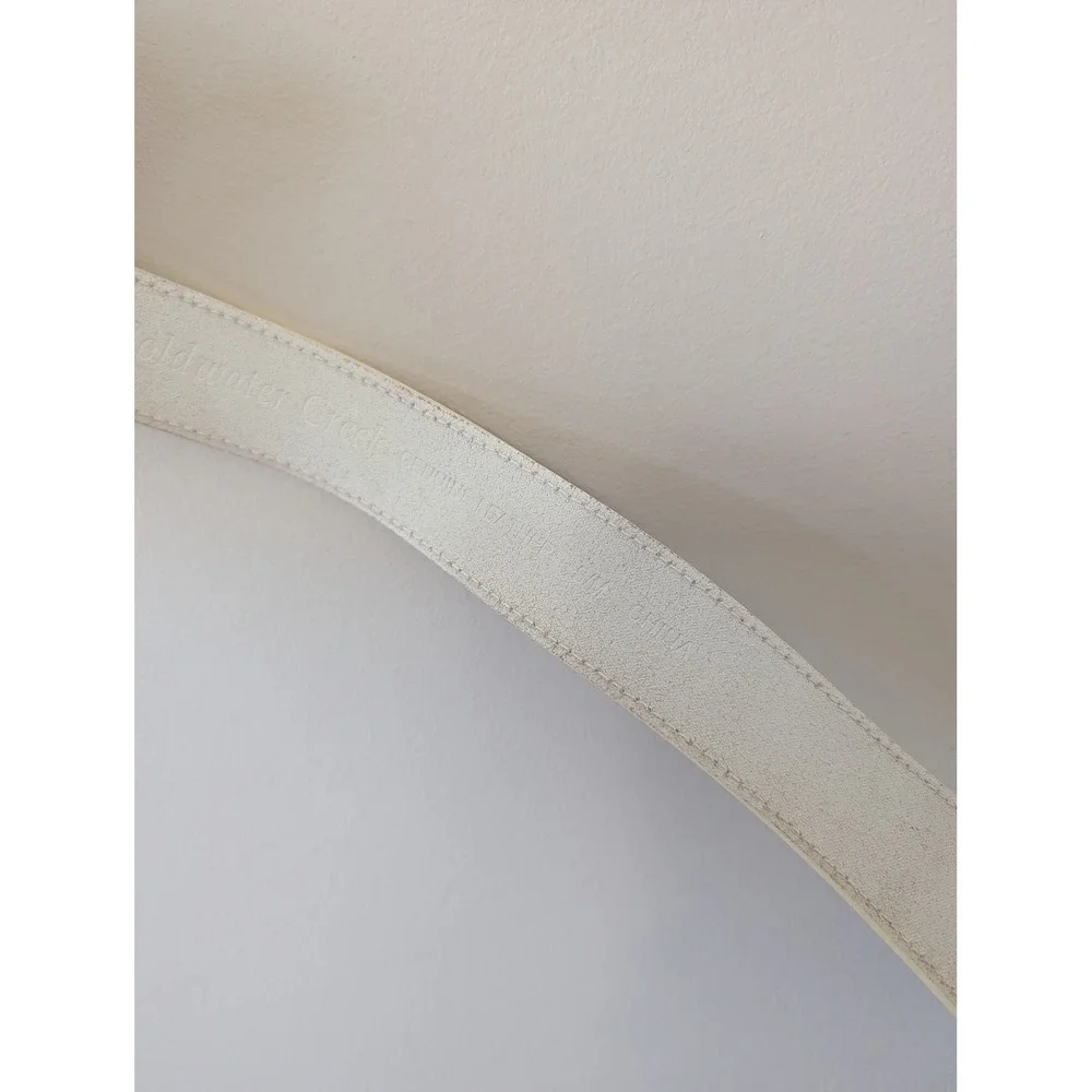 Vintage Y2K‎ White Leather Belt Silver Big Circle Belt Festival Western