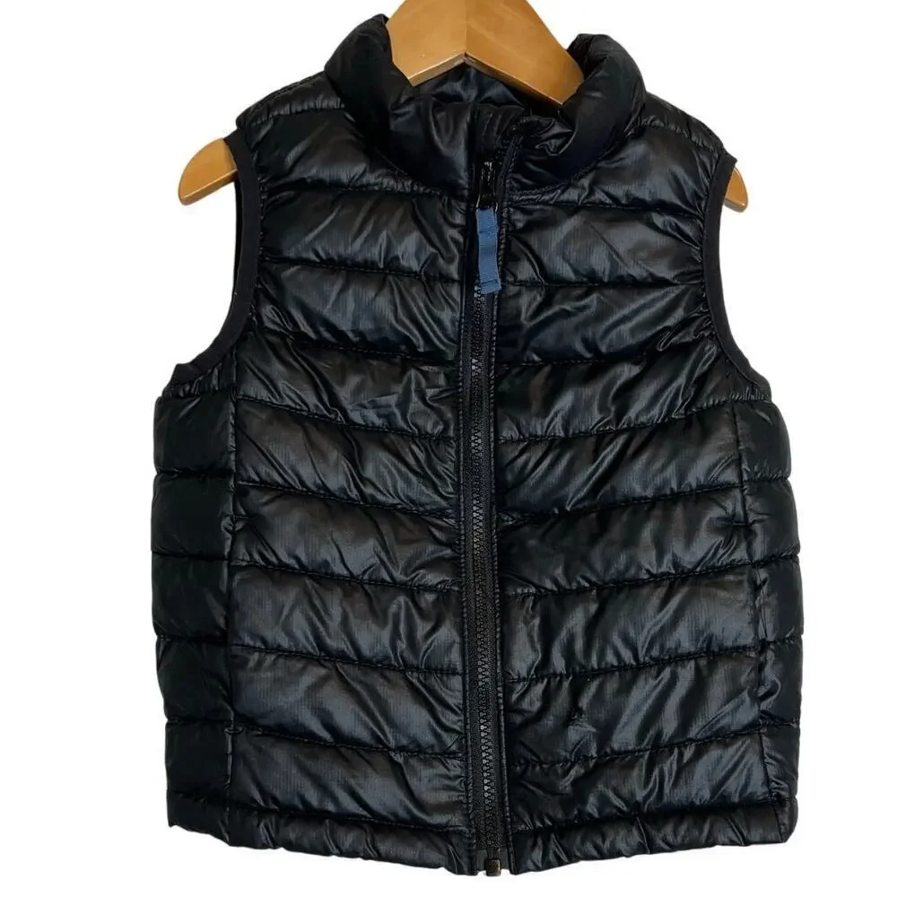 PRIMARY Kids Lightweight Puffer Vest in Black Kids Unisex Size 4-5 year