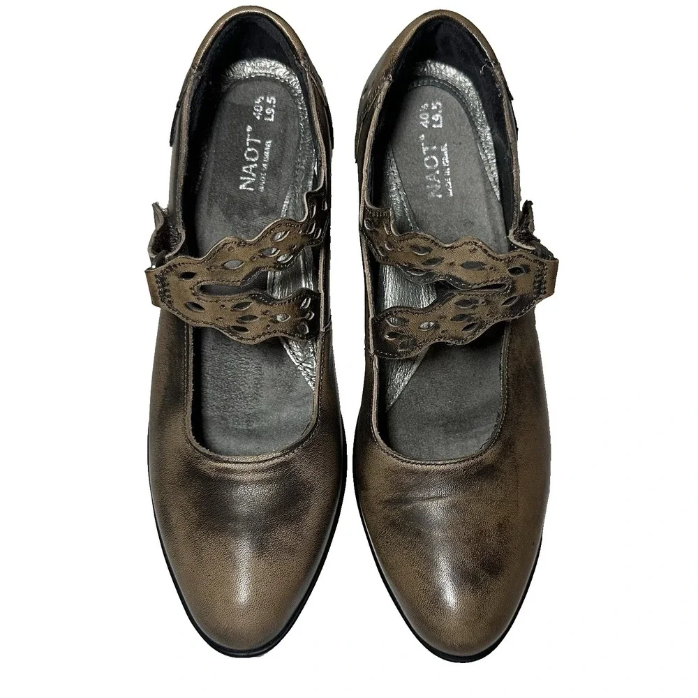 NAOT Women's 9.5 EU 40.5 Amato Mary‎ Jane Pumps Brown Antique Renfair Retro