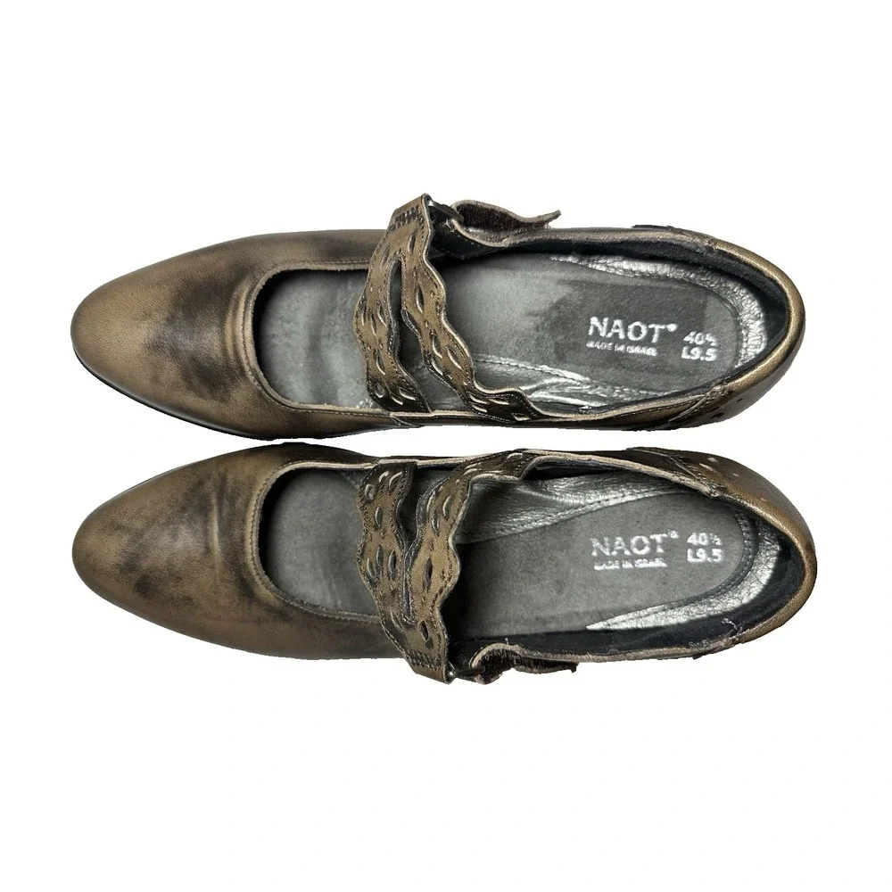 NAOT Women's 9.5 EU 40.5 Amato Mary‎ Jane Pumps Brown Antique Renfair Retro