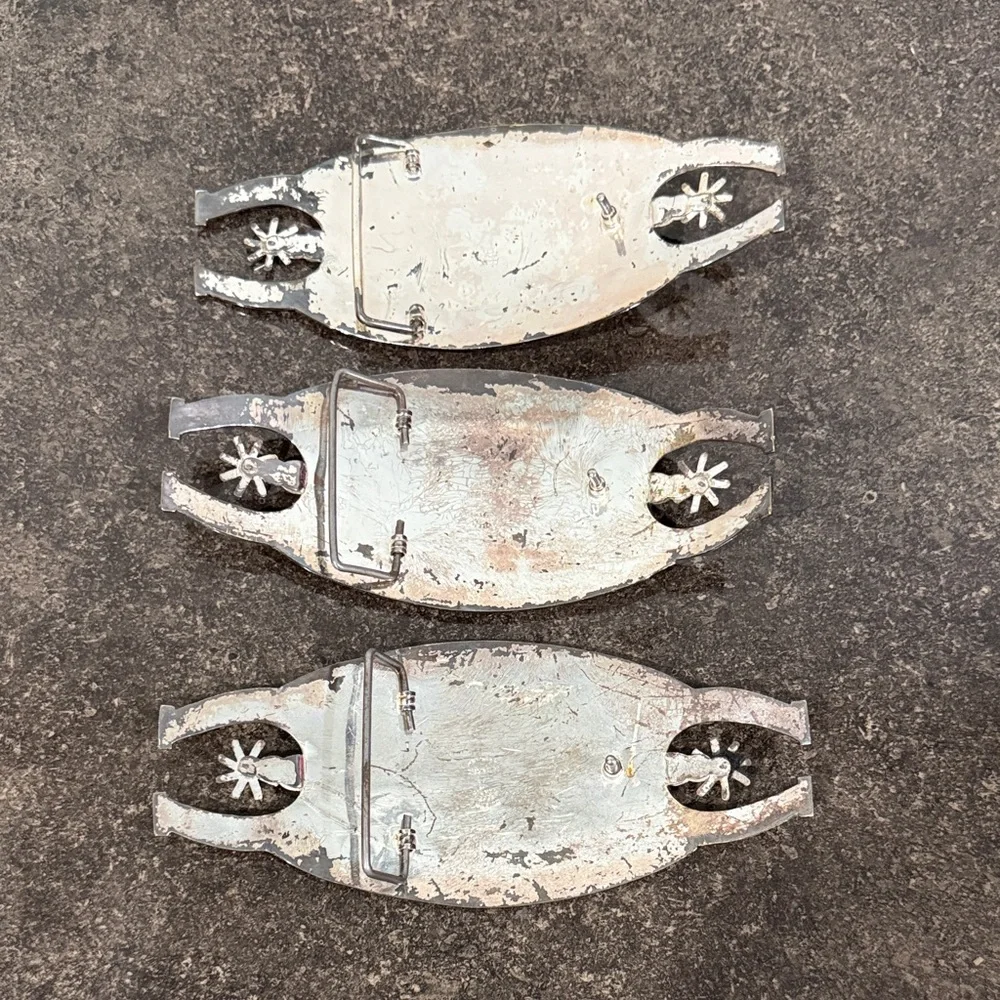 3 Distressed Western Charro Silver &‎ Gold Tone Belt Buckles