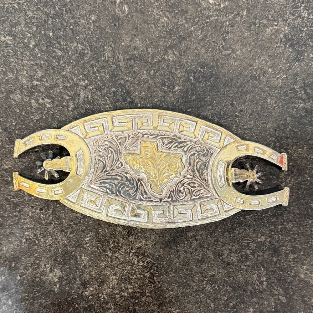 3 Distressed Western Charro Silver &‎ Gold Tone Belt Buckles