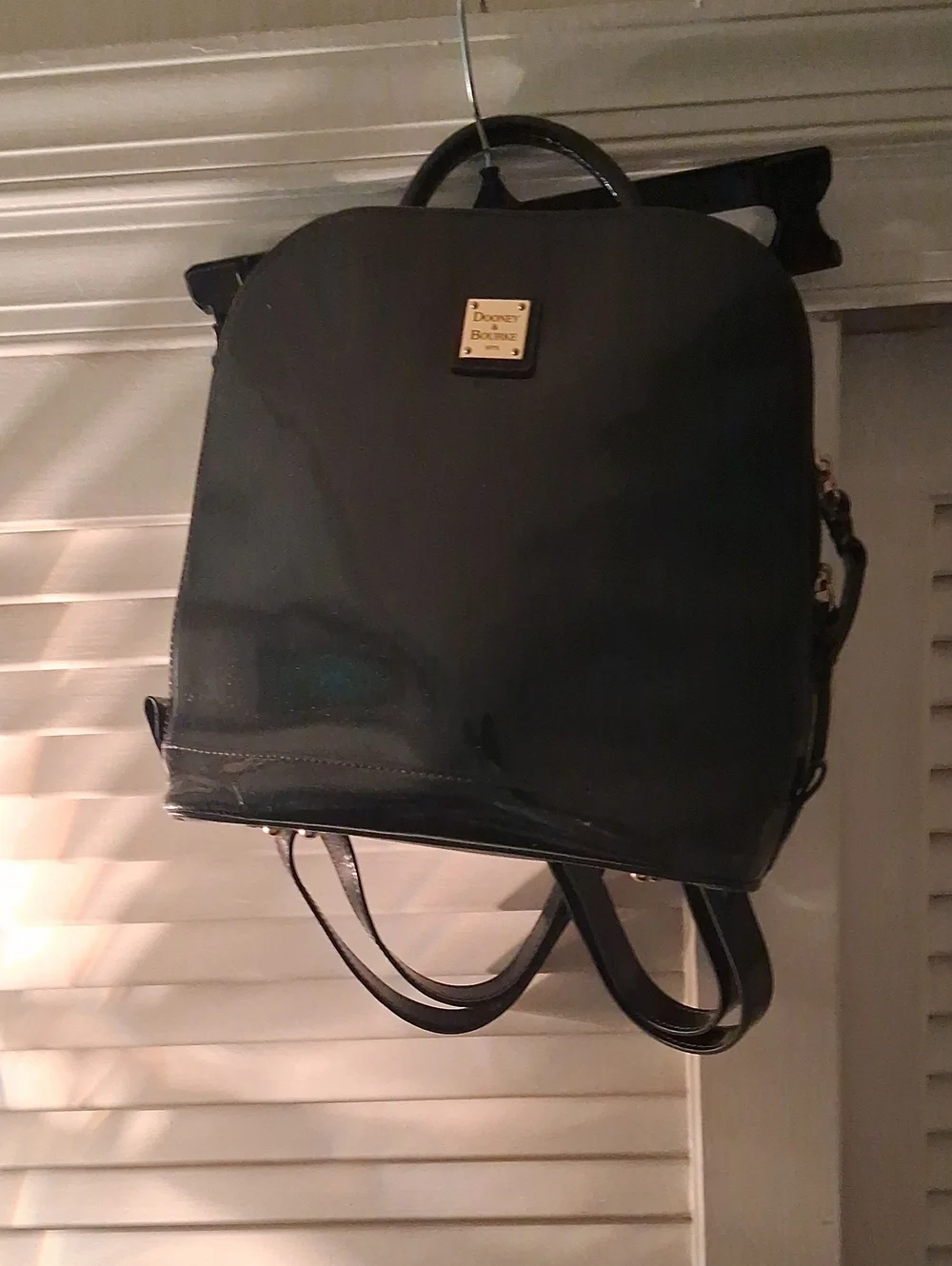 Dooney & Bourke Black Patent Leather Backpack