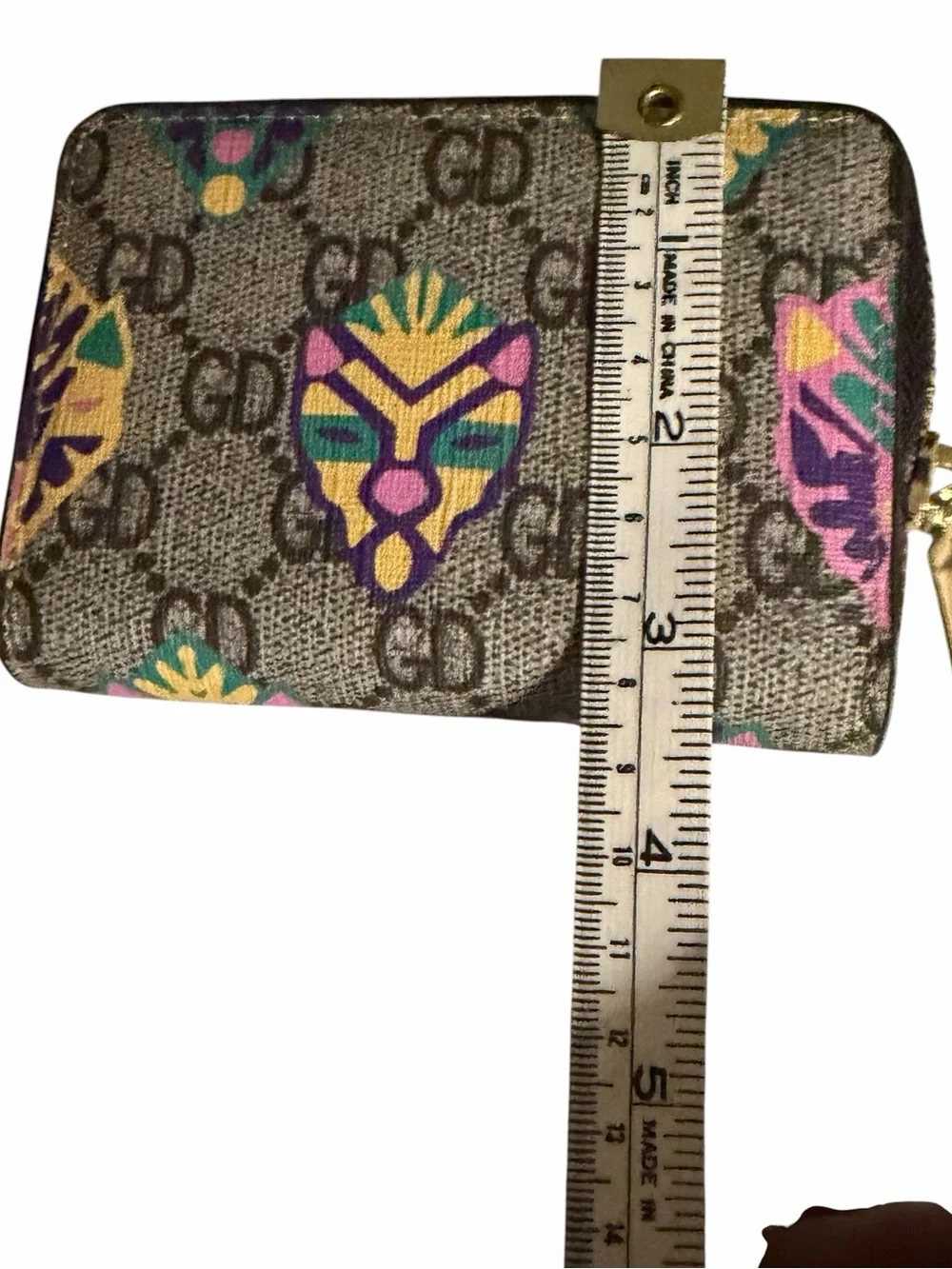 GG brown print card case zip around  double G