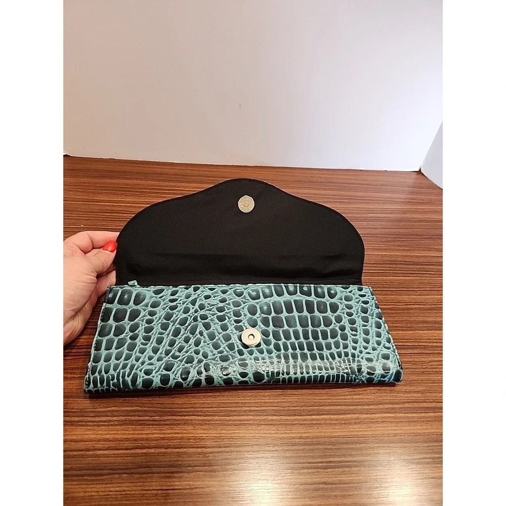 Rolfs Teal Women's Wallet Clutch Genuine Cowhide‎ Checkbook Organizer Card Slots