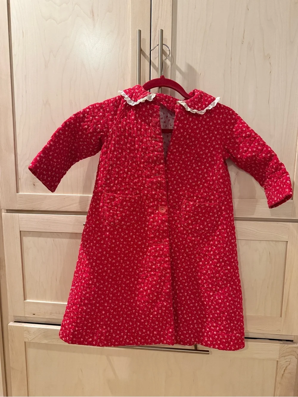 2 Vintage 1970s bathrobes, Set of 2, Handmade, girls size 4-6. Blue and red