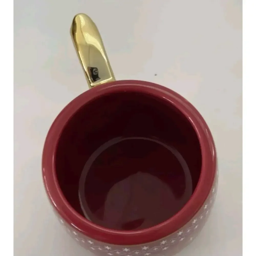 Harry and David Winter Snowflakes Stars‎ Gold Accent Coffee 2 Set Mugs