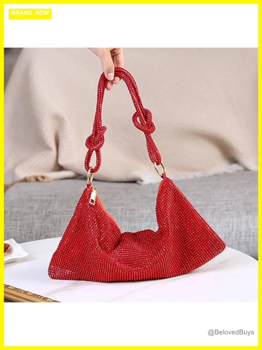 Shiny Diamond Handbag Tote Shoulder Evening Bag Rhinestone Polyester