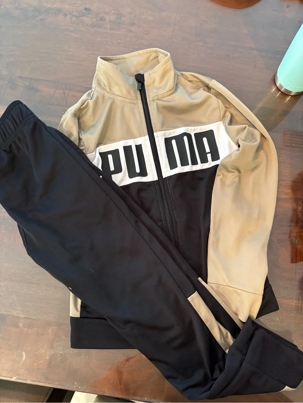 Puma Black and Khaki Two-Tone Track Set