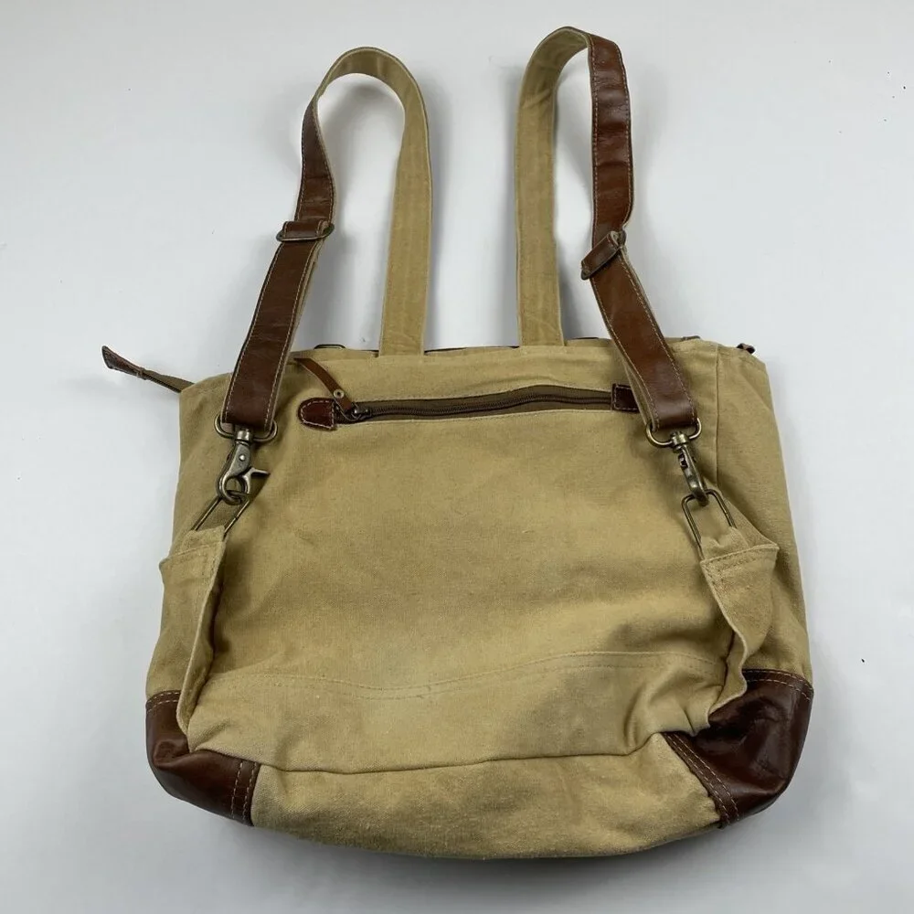 Myra Bag Backpack Boulangerie Paris Front Clip Top Handle Crossbody Canvas