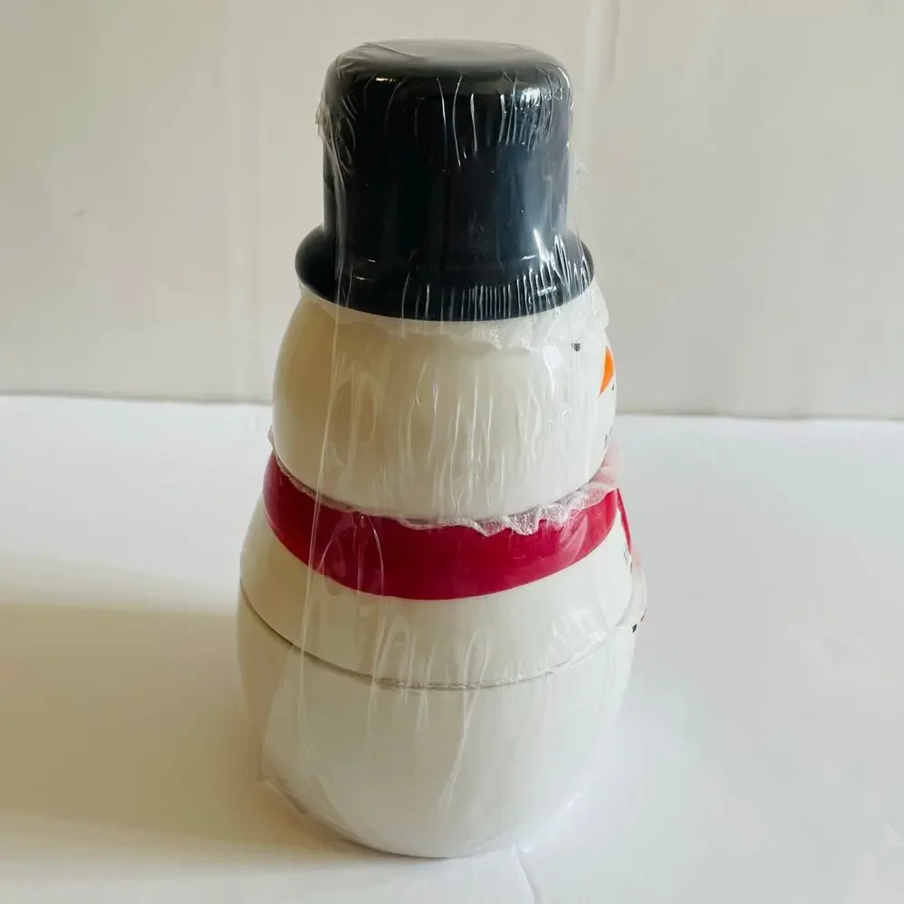 Target Christmas Snowman Ceramic Stacking Measuring Cups &‎ Double Oven Mitt