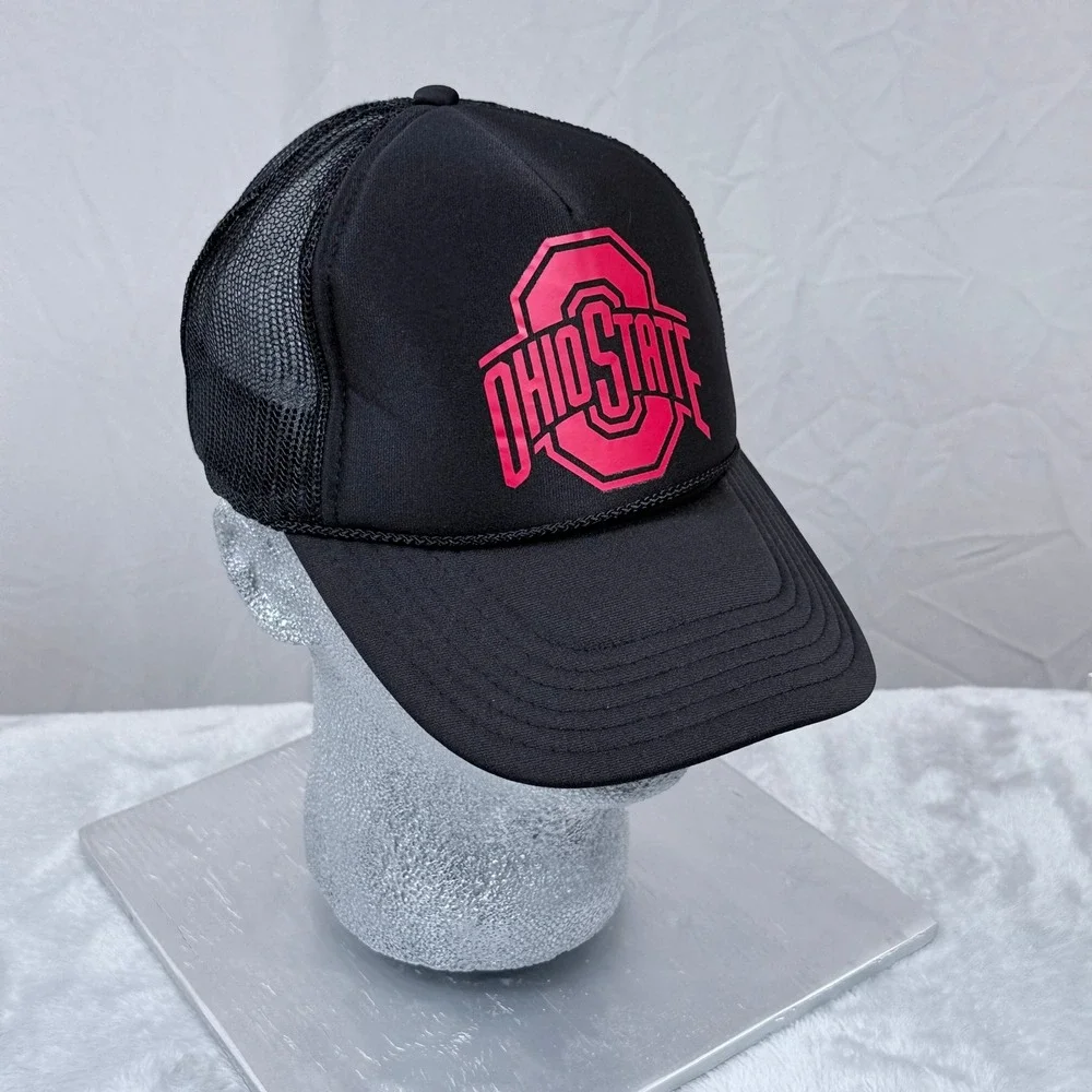 Vintage Otto Ohio State Mesh Trucker Hat‎ Mens Black Red Snapback Logo Cap Retro