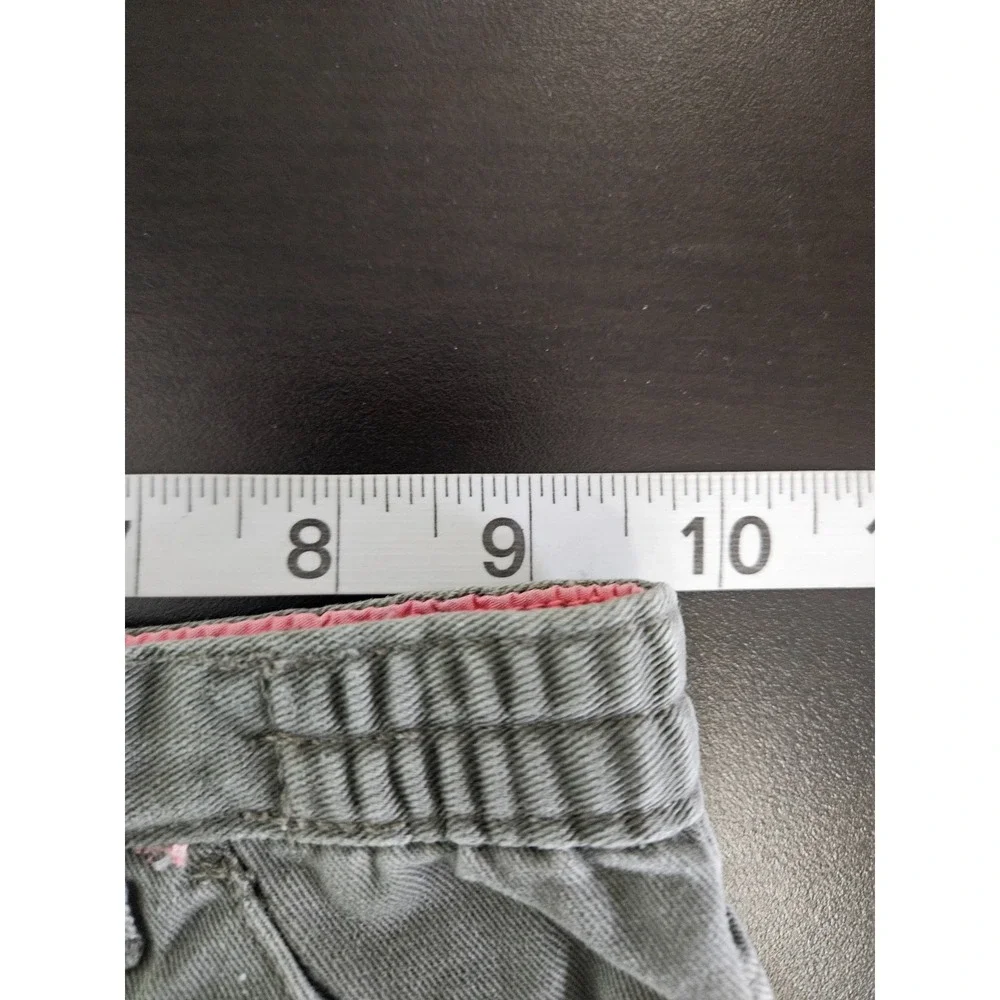 Cherokee Baby Girl Pants 6M Olive‎ Green Cotton Pink Stitch Bow Pocket Cute