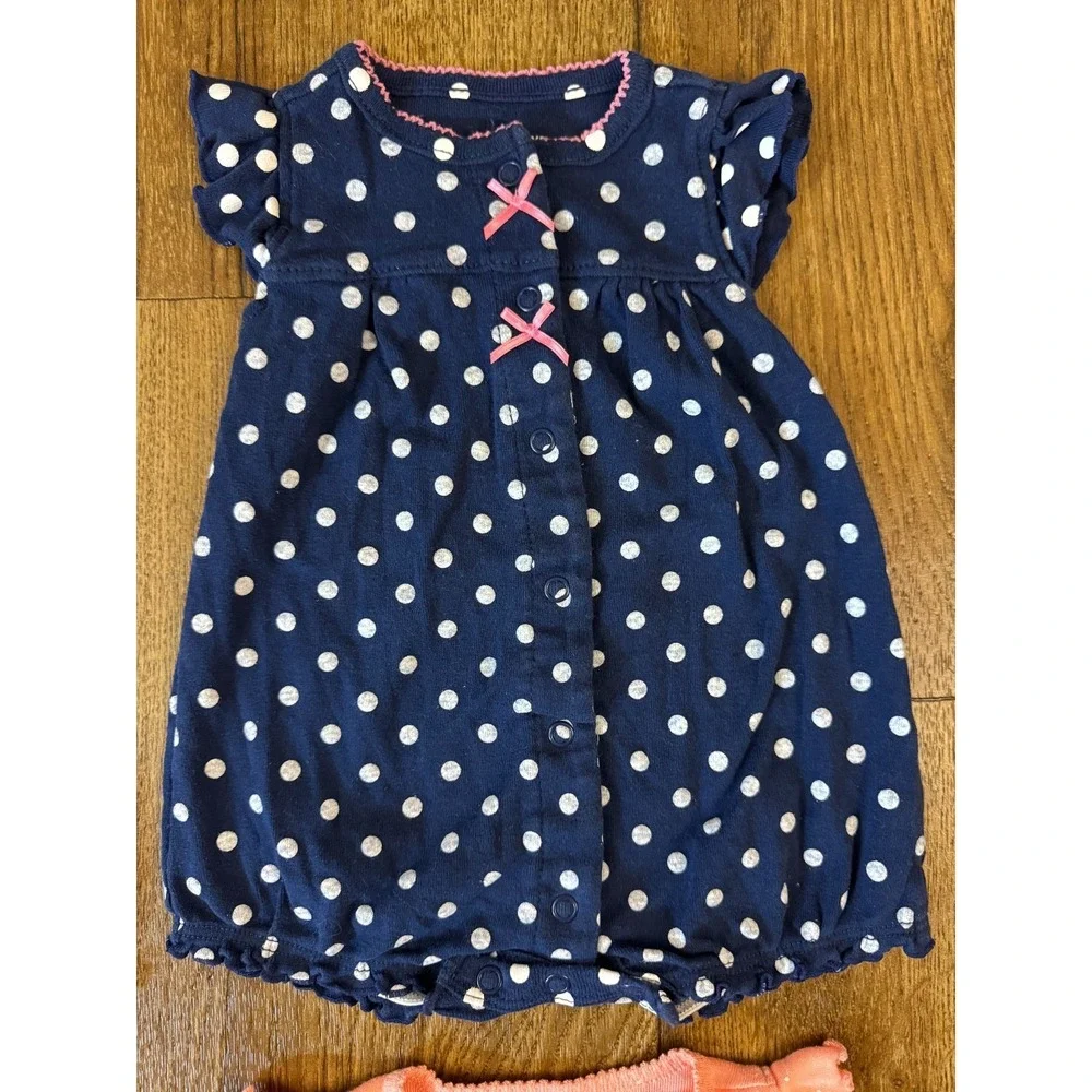 Carters Baby Girl Clothes Lot 0/3 Months Bundle Summer Rompers Outfits Polka Dot