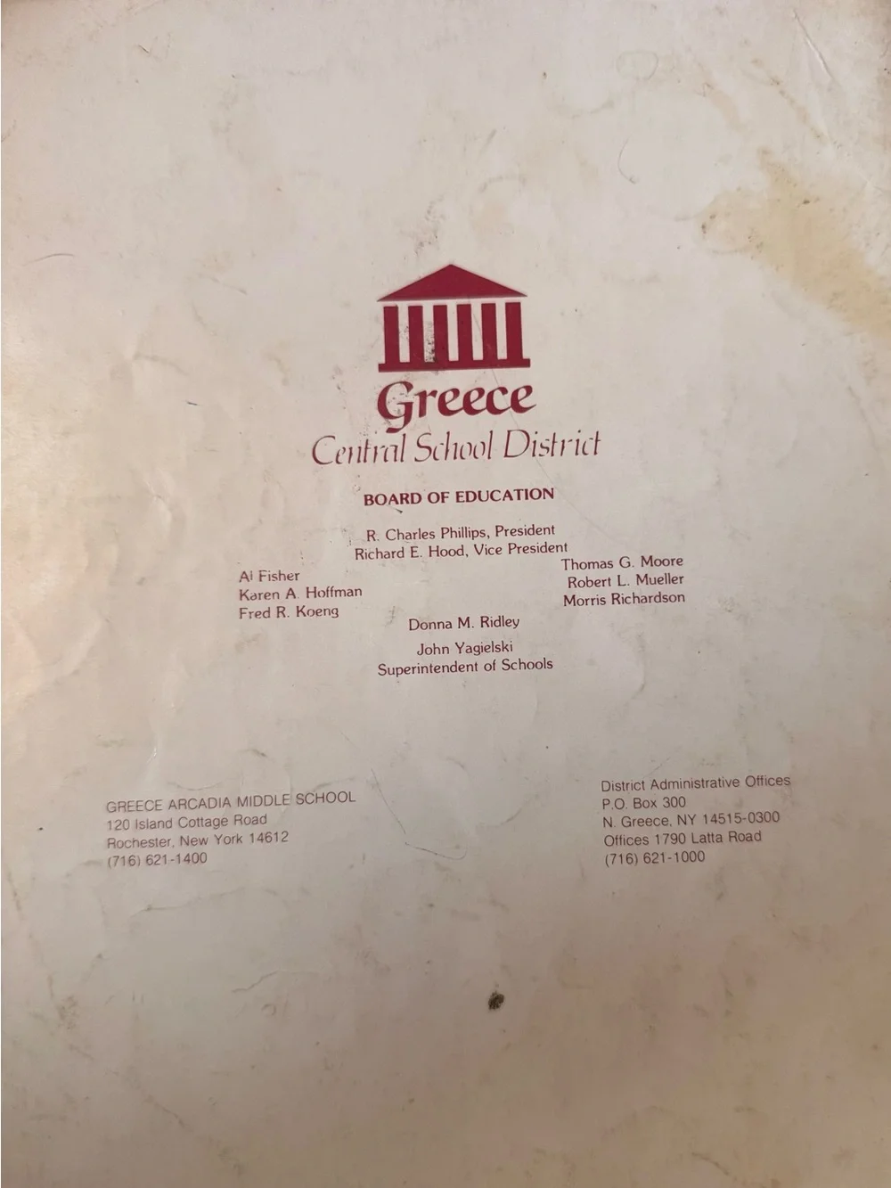 1988-89 Greece Arcadia Middle School Yearbook