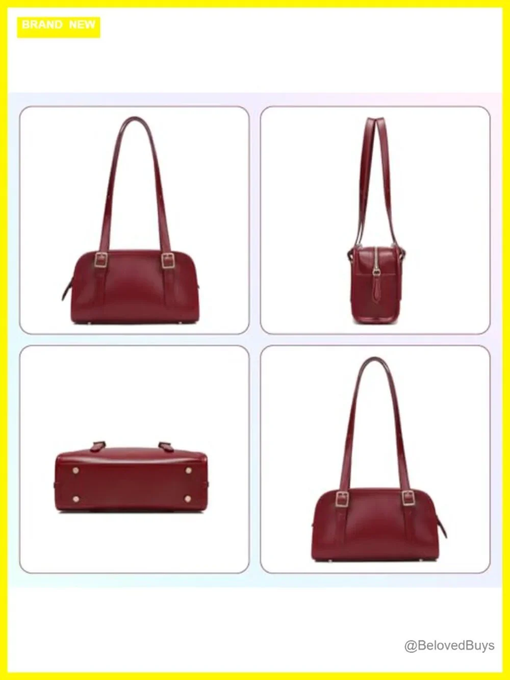 Leather Shoulder Handbag Top-Handle Hobo Bag with Adjustable Strap