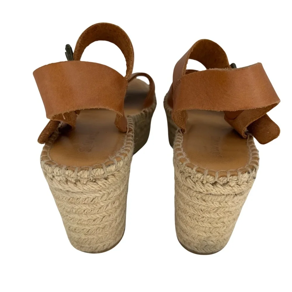 Soludos Minorca Platform Espadrille Sandals Tan Leather Boho Coastal Wedge 40