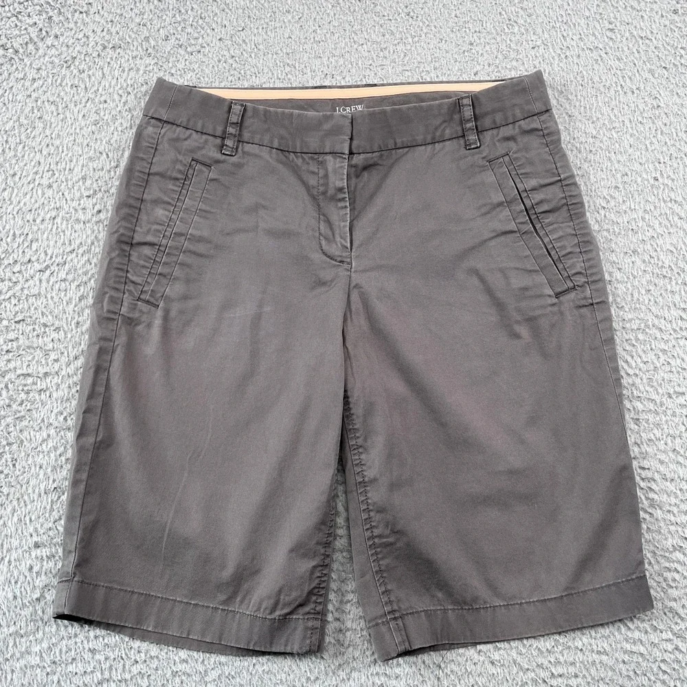 VTG J.Crew Bermuda Shorts Womens 0 Grey Made in Hong‎ Kong Stretch