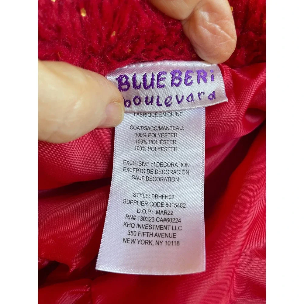 Blueberi Boulevard Coat and Dress Set Sparkly‎ Faux Fur Tulle Size 6 EUC