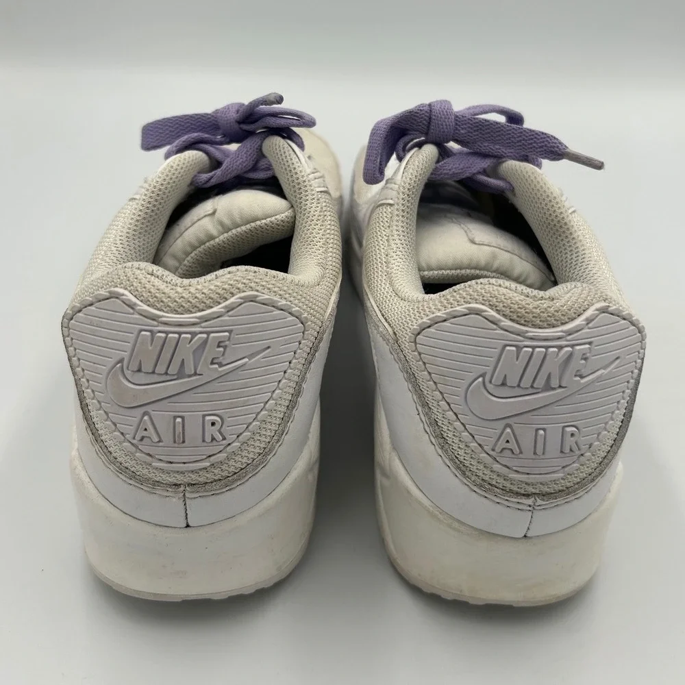 Nike Air Max 90 White Purple Laces Low Top Sneakers Mens 9 Womens‎ 10.5