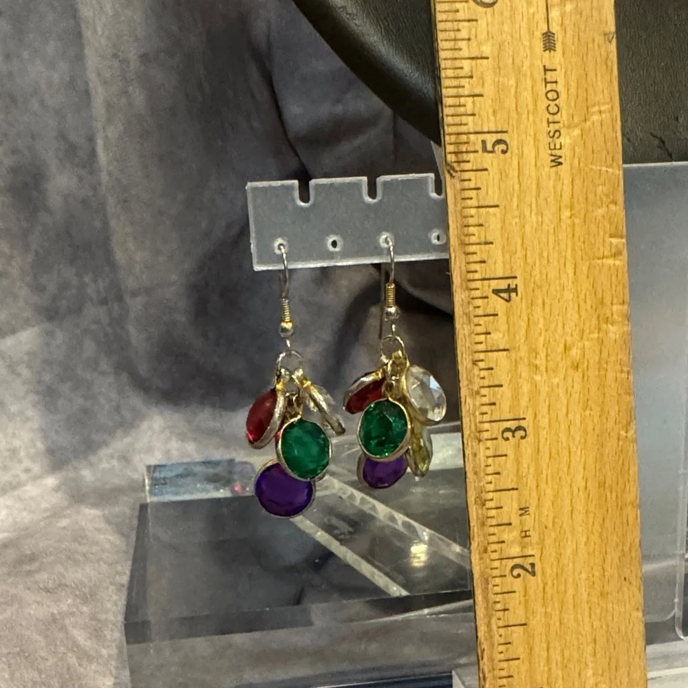 Swarovski Elegant Multicolor Bezel Set Crystal Dro Pierced Earrings‎
