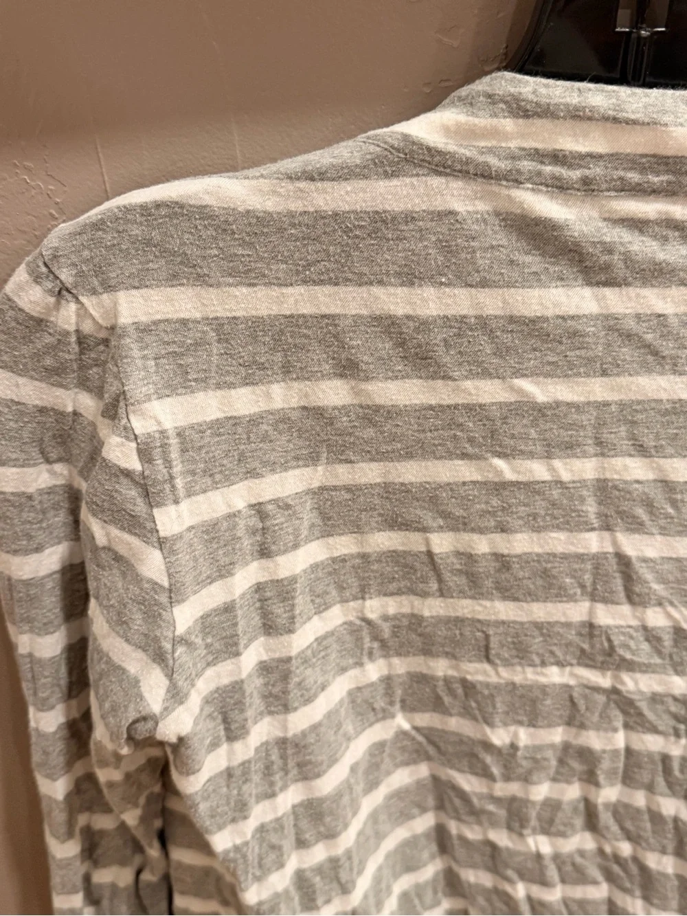 J. Crew Gray and White Striped Open-Front Cardigan T Shirt Cotton #449