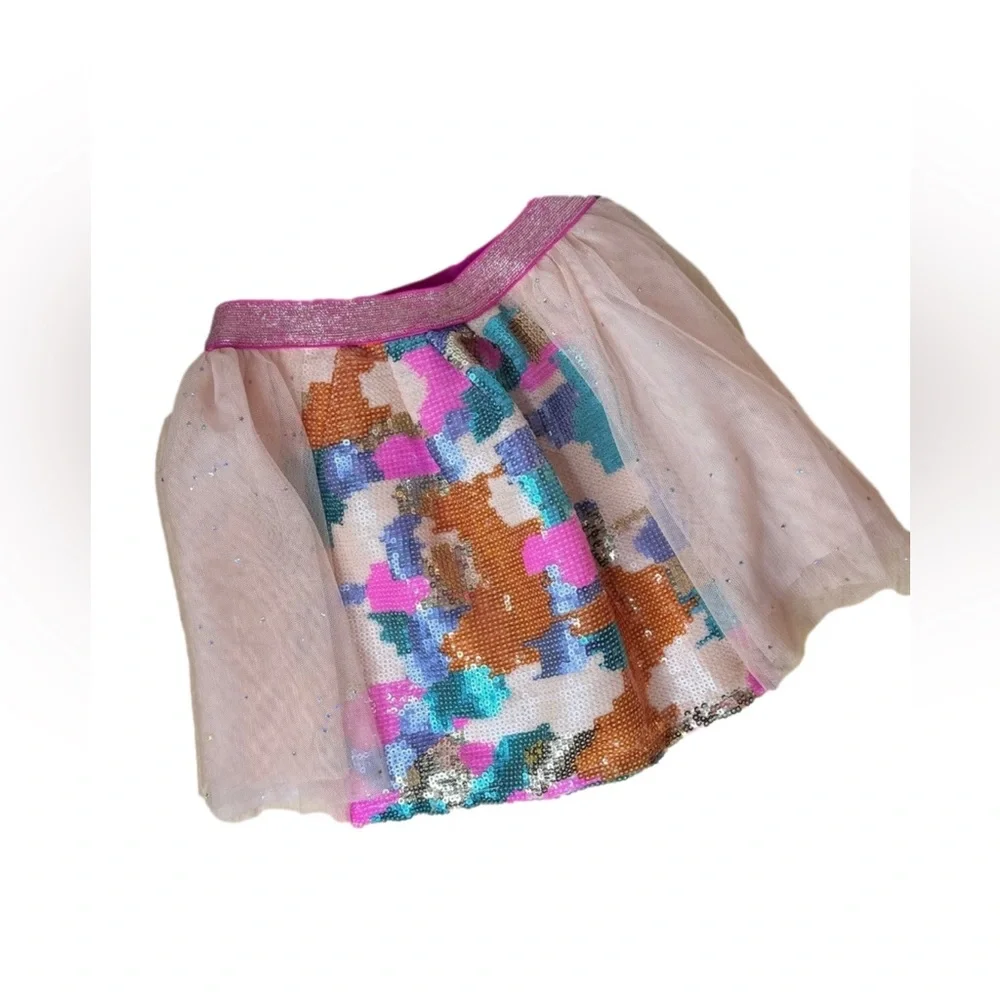 Cat & Jack Girls Sequin Tulle Skirt Pink Sparkle Party XS 4/5 NWT