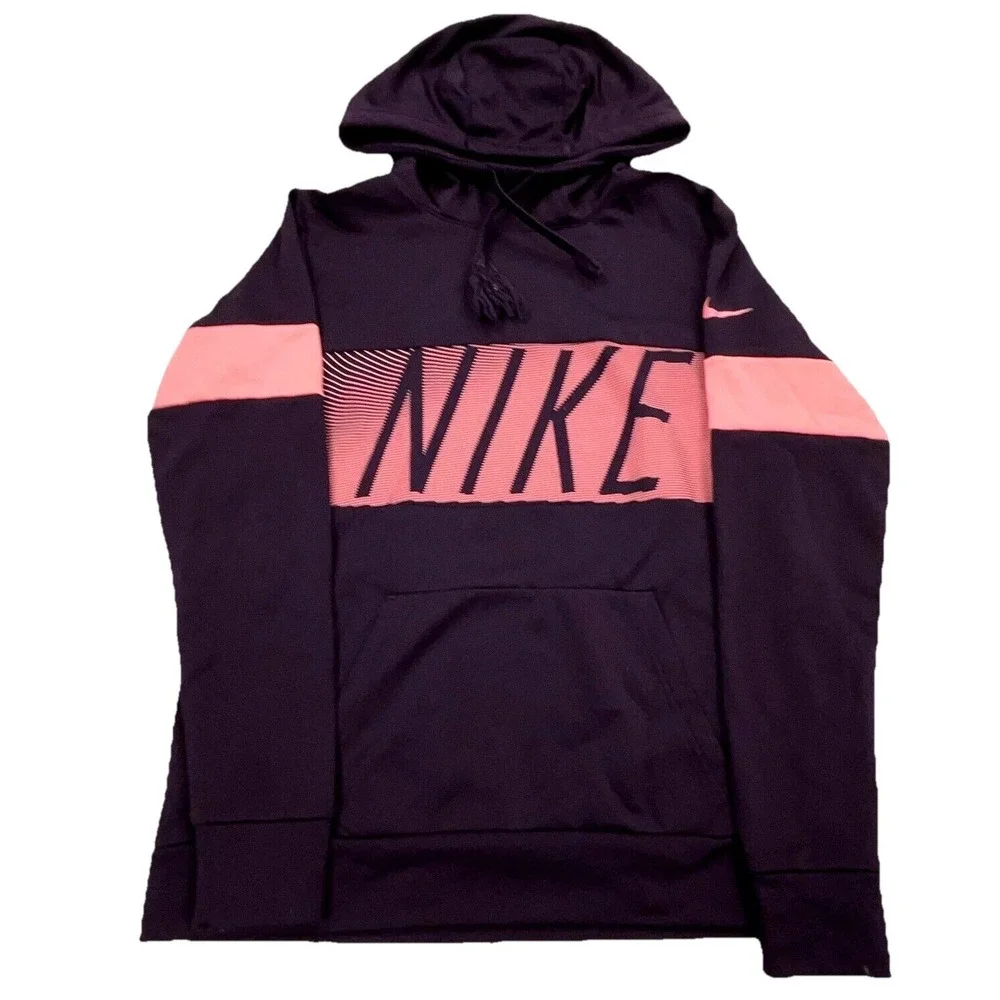 Nike Hoodie Women‎ Medium Purple Pink Sweatshirt Sweater Dri Fit Mint Spell Out