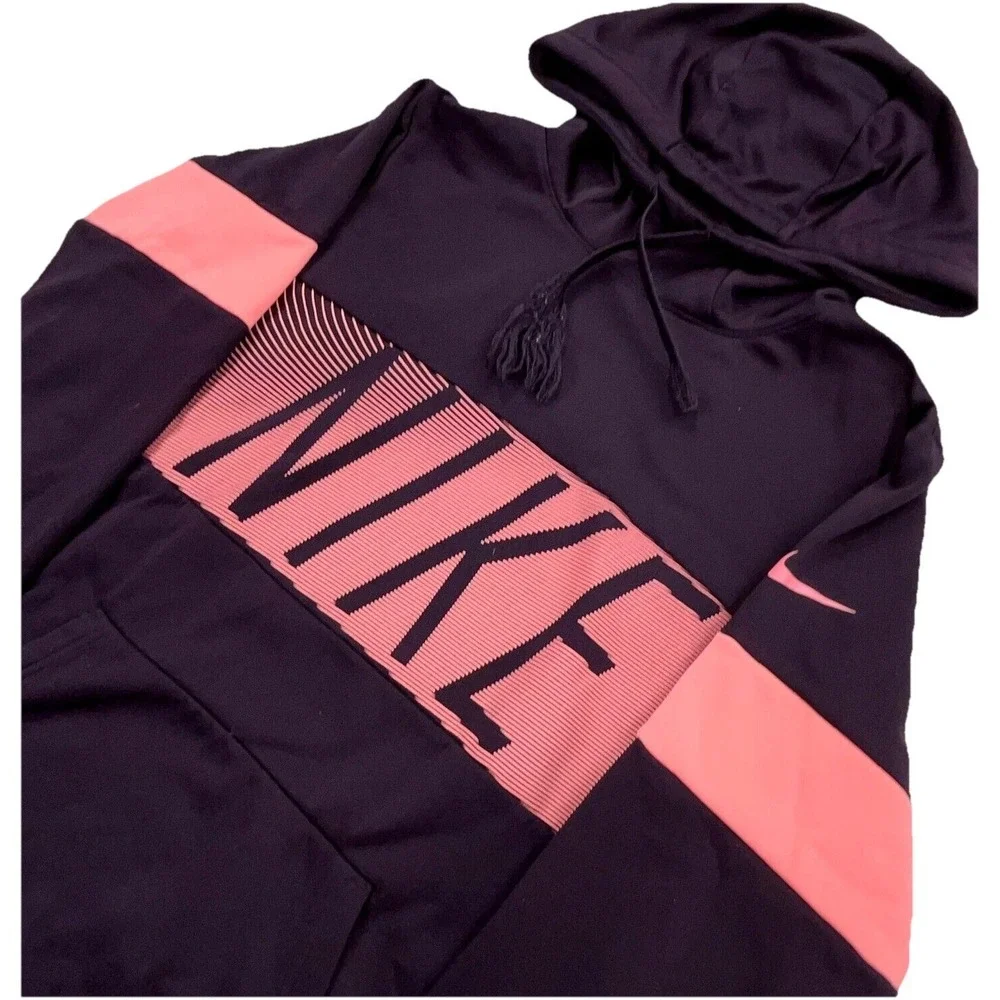 Nike Hoodie Women‎ Medium Purple Pink Sweatshirt Sweater Dri Fit Mint Spell Out